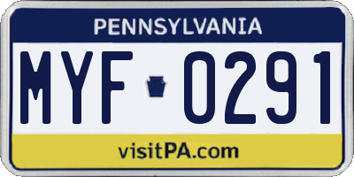 PA license plate MYF0291