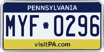 PA license plate MYF0296