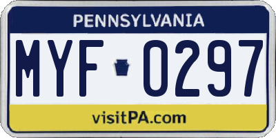 PA license plate MYF0297