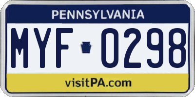PA license plate MYF0298