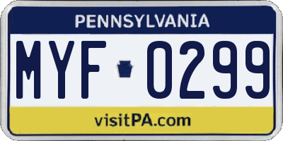 PA license plate MYF0299