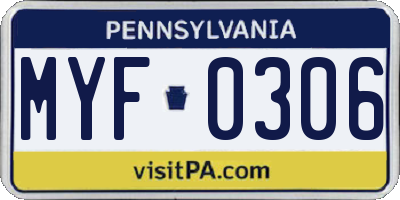 PA license plate MYF0306