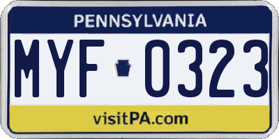 PA license plate MYF0323