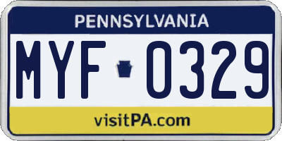PA license plate MYF0329