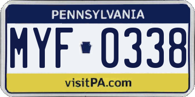 PA license plate MYF0338