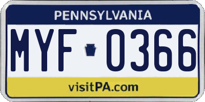 PA license plate MYF0366