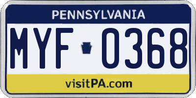 PA license plate MYF0368