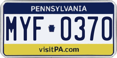 PA license plate MYF0370