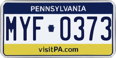 PA license plate MYF0373