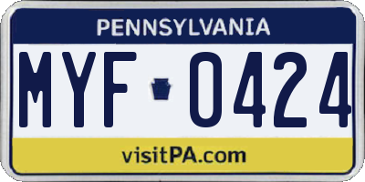 PA license plate MYF0424