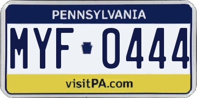 PA license plate MYF0444
