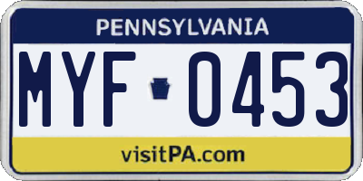 PA license plate MYF0453