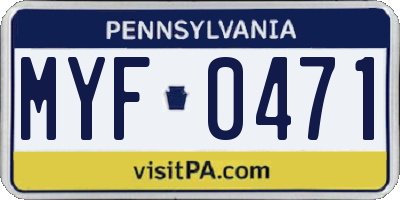 PA license plate MYF0471
