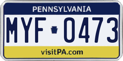 PA license plate MYF0473
