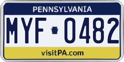 PA license plate MYF0482