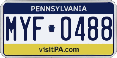 PA license plate MYF0488