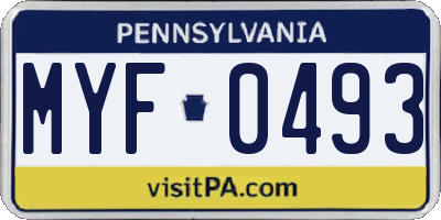 PA license plate MYF0493