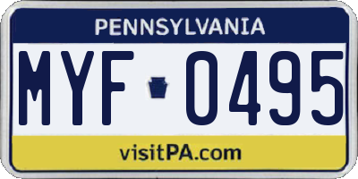 PA license plate MYF0495