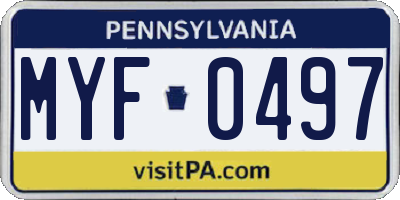 PA license plate MYF0497