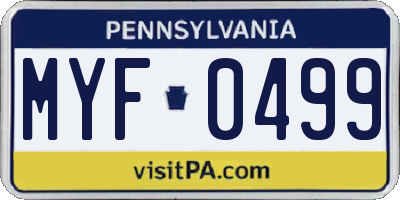 PA license plate MYF0499