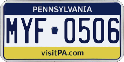 PA license plate MYF0506