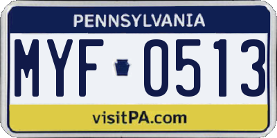 PA license plate MYF0513