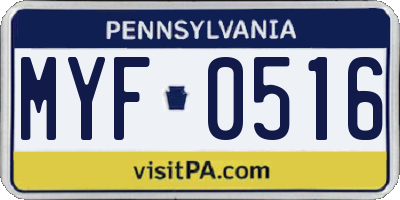 PA license plate MYF0516