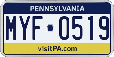 PA license plate MYF0519