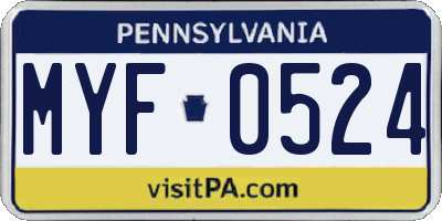 PA license plate MYF0524