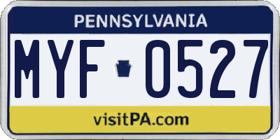 PA license plate MYF0527