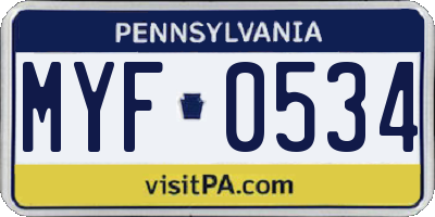 PA license plate MYF0534