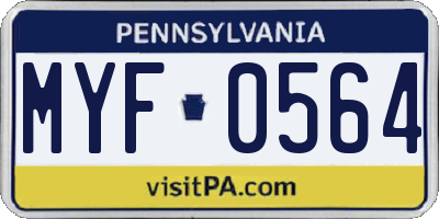 PA license plate MYF0564