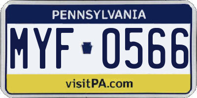 PA license plate MYF0566