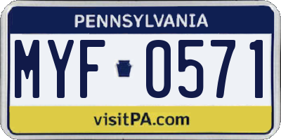 PA license plate MYF0571