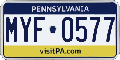 PA license plate MYF0577