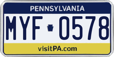 PA license plate MYF0578