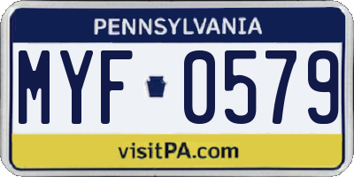 PA license plate MYF0579