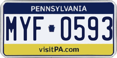 PA license plate MYF0593
