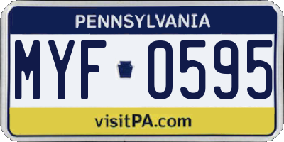PA license plate MYF0595