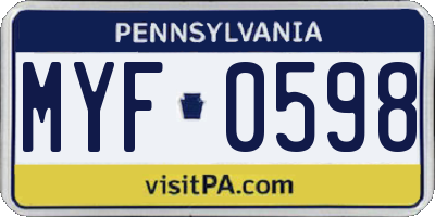 PA license plate MYF0598
