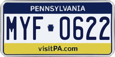 PA license plate MYF0622