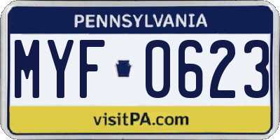 PA license plate MYF0623