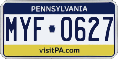 PA license plate MYF0627