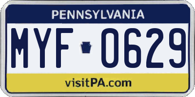 PA license plate MYF0629