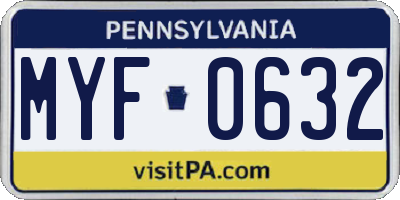 PA license plate MYF0632