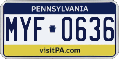 PA license plate MYF0636