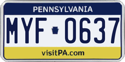PA license plate MYF0637