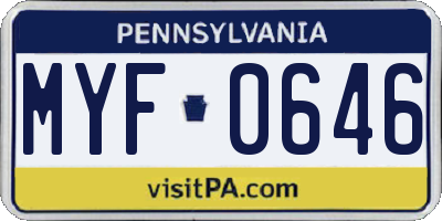 PA license plate MYF0646
