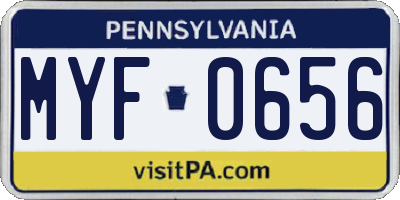 PA license plate MYF0656