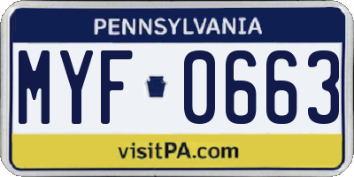 PA license plate MYF0663